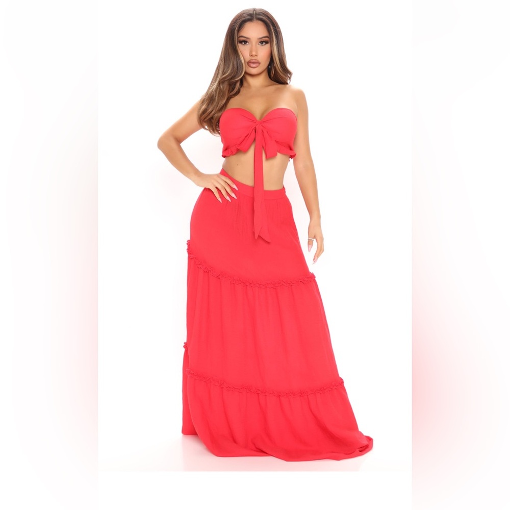Summer Days Maxi Skirt Set Red